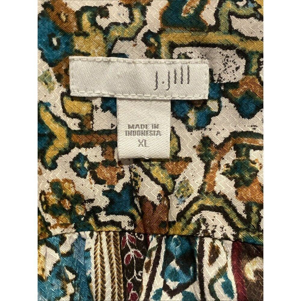 J. Jill Patchwork Print Bohemian Button Front Tun… - image 3